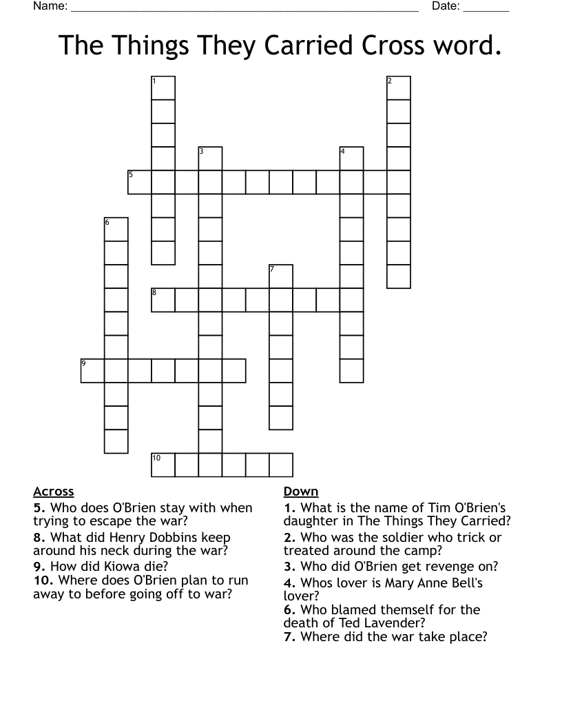 The Things They Carried Cross word.