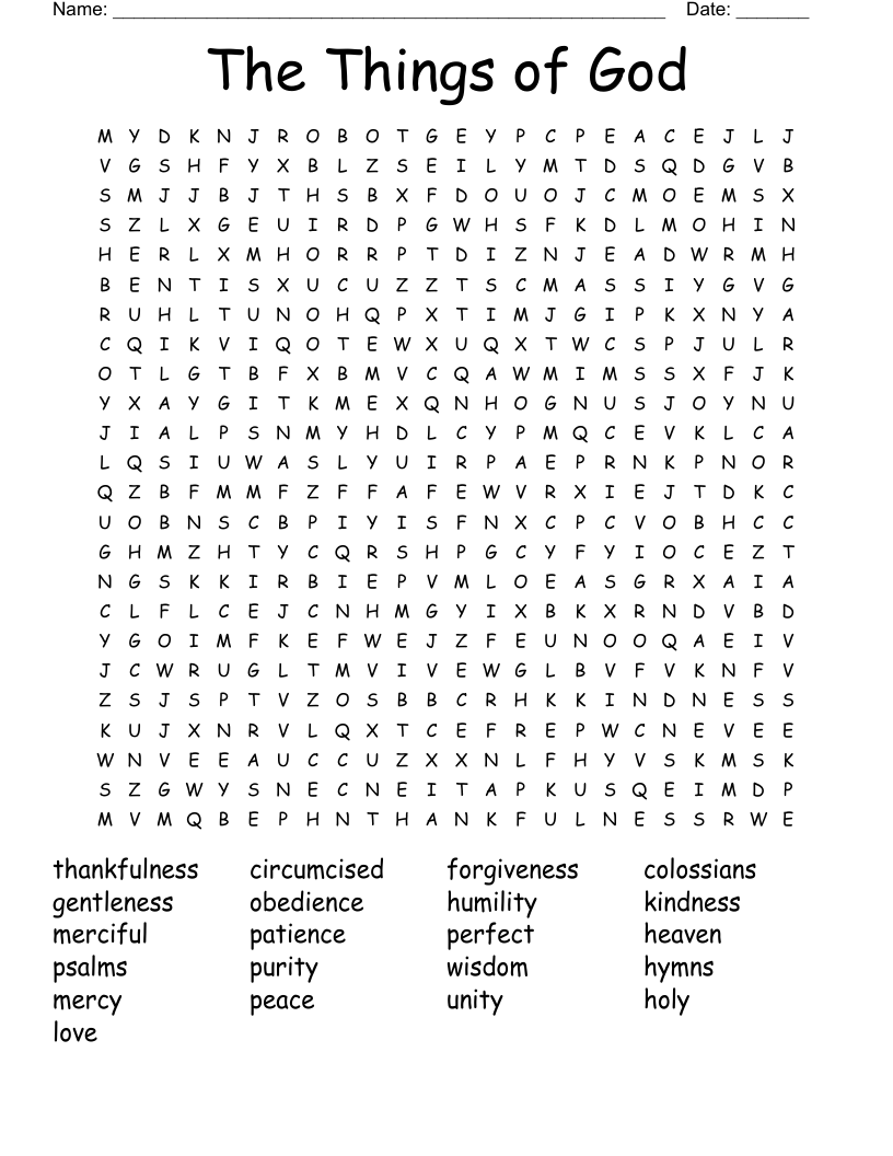 The Things of God Word Search