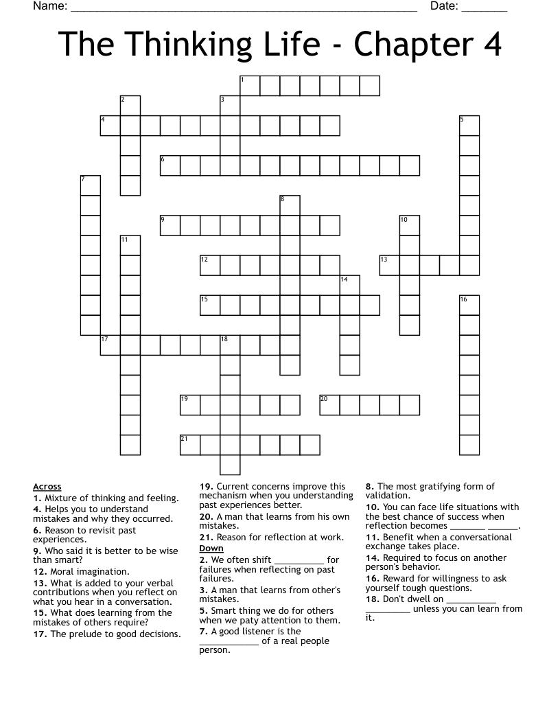 The Thinking Life - Chapter 4 Crossword