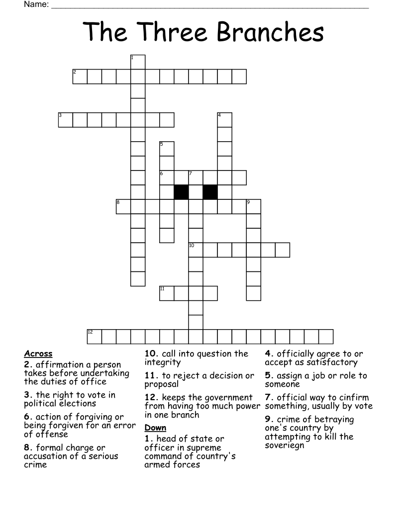 The Three Branches Crossword