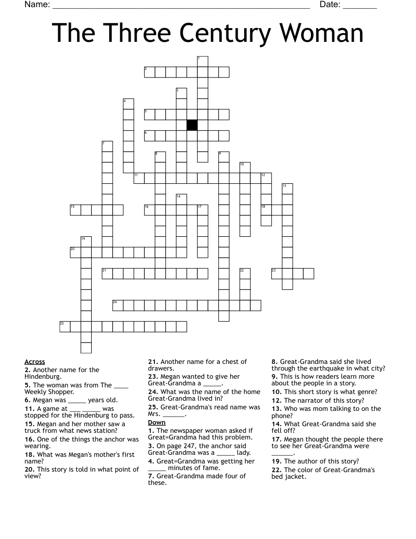 The Three Century Woman Crossword