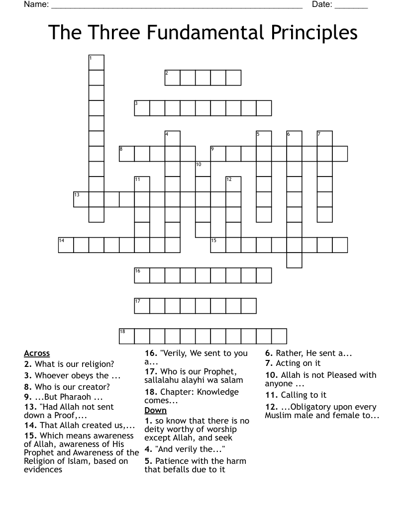 The Three Fundamental Principles   Crossword