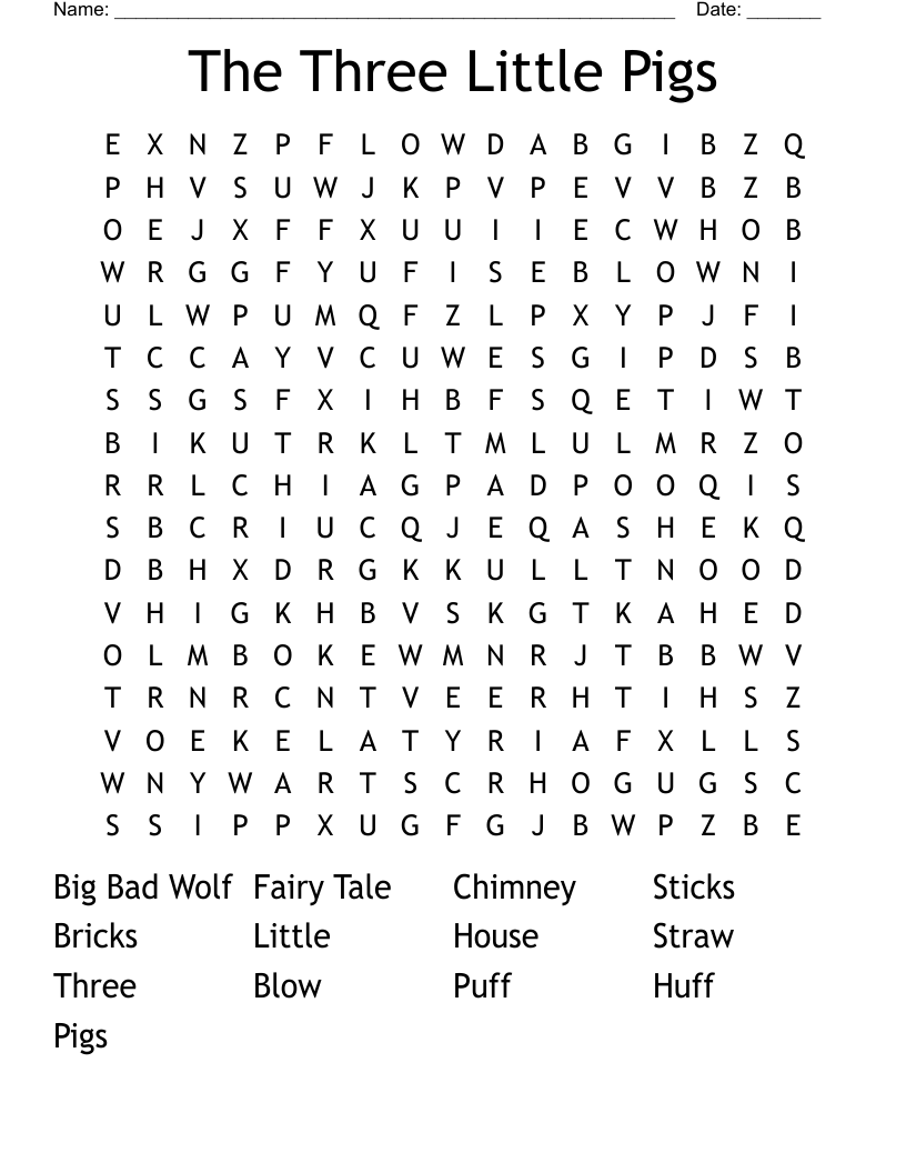The Three Little Pigs Word Search