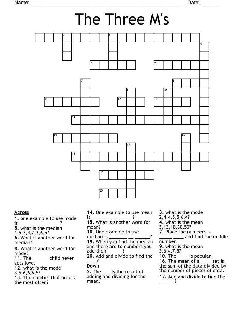 The Three M's Crossword