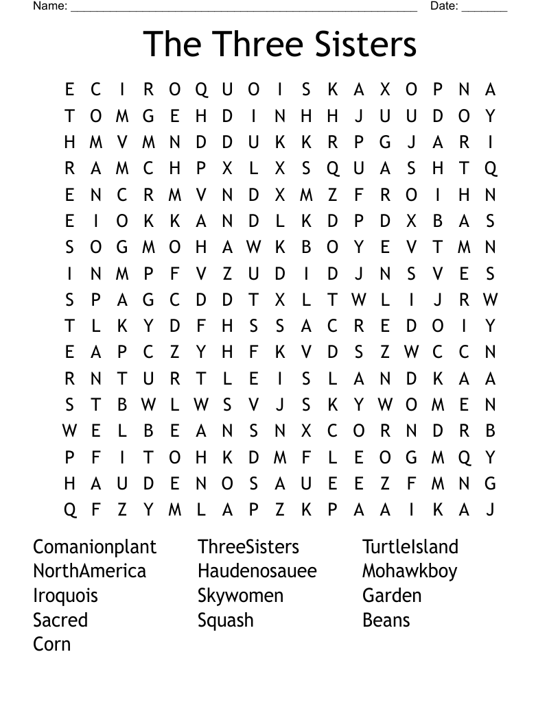 The Three Sisters  Word Search