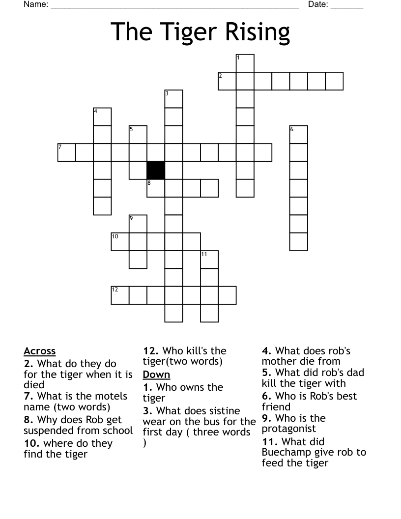 The Tiger Rising Crossword