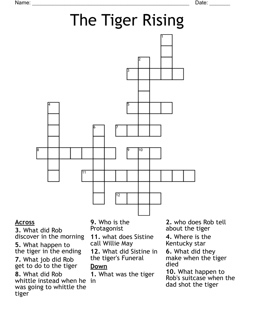 The Tiger Rising Crossword