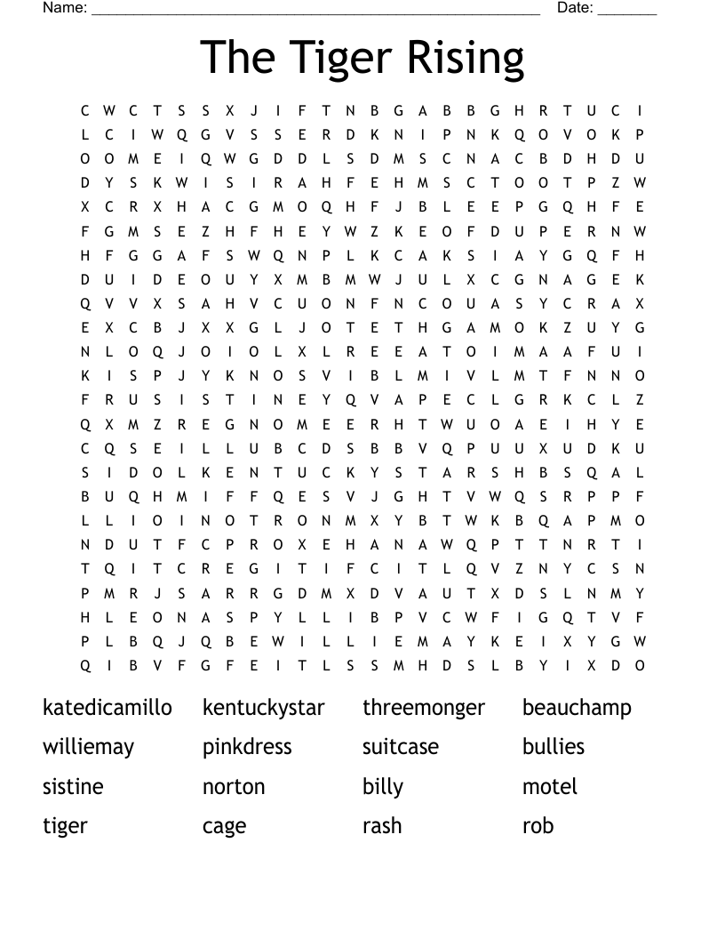The Tiger Rising Word Search
