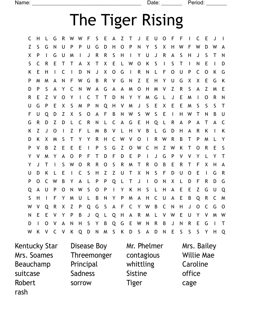 The Tiger Rising Word Search