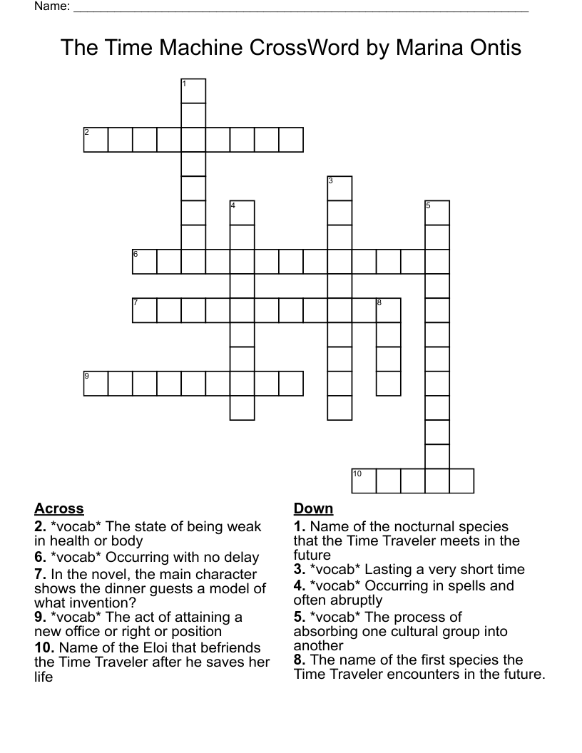 The Time Machine CrossWord by Marina Ontis