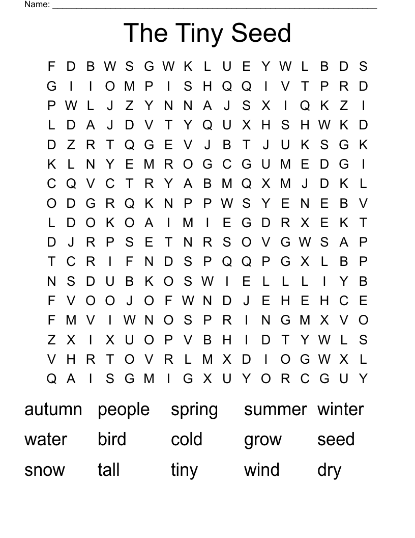 The Tiny Seed Word Search