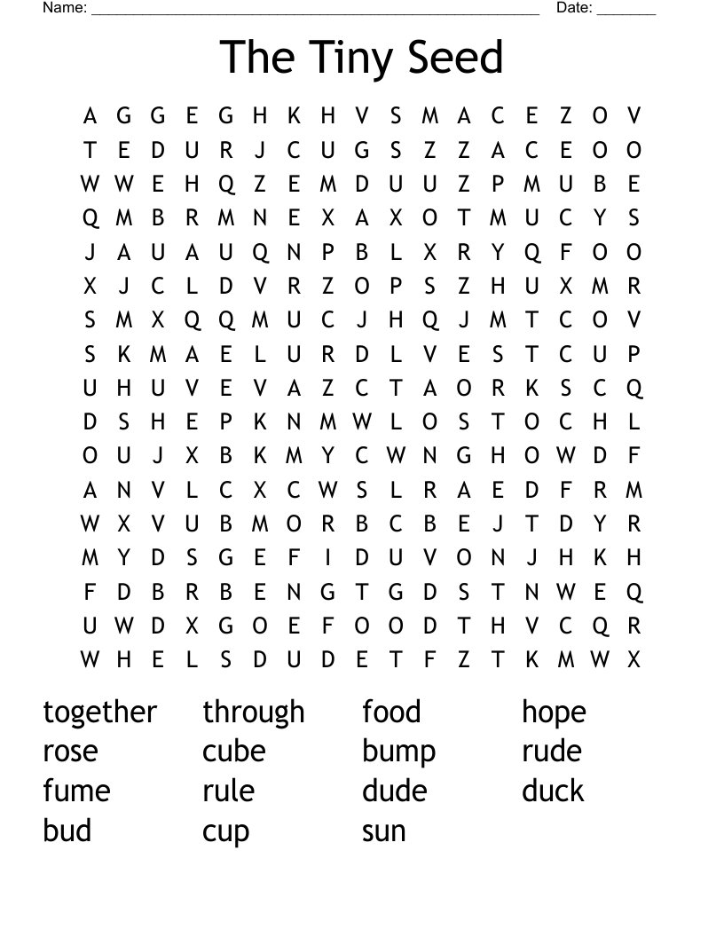 The Tiny Seed Word Search