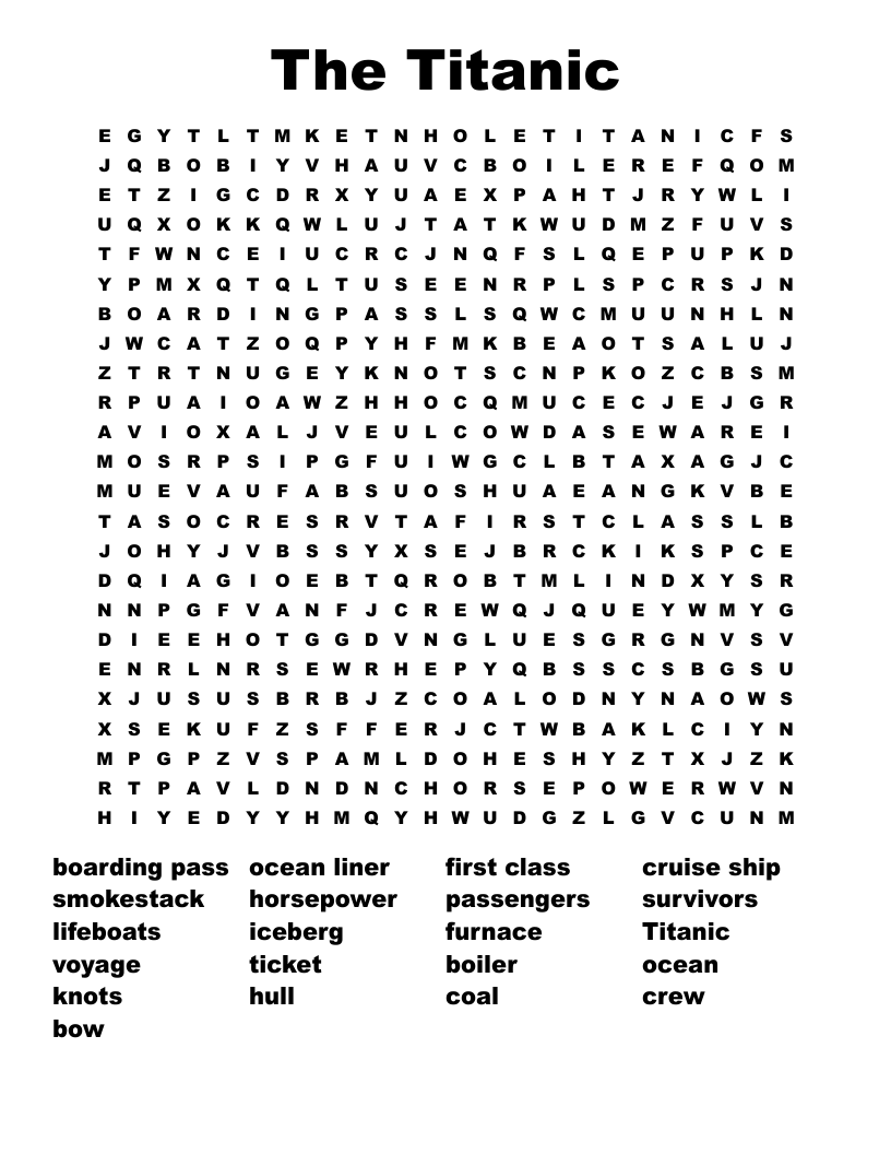 The Titanic Word Search