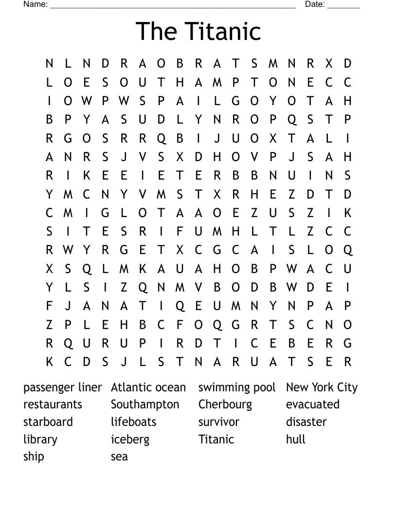 The Titanic Word Search