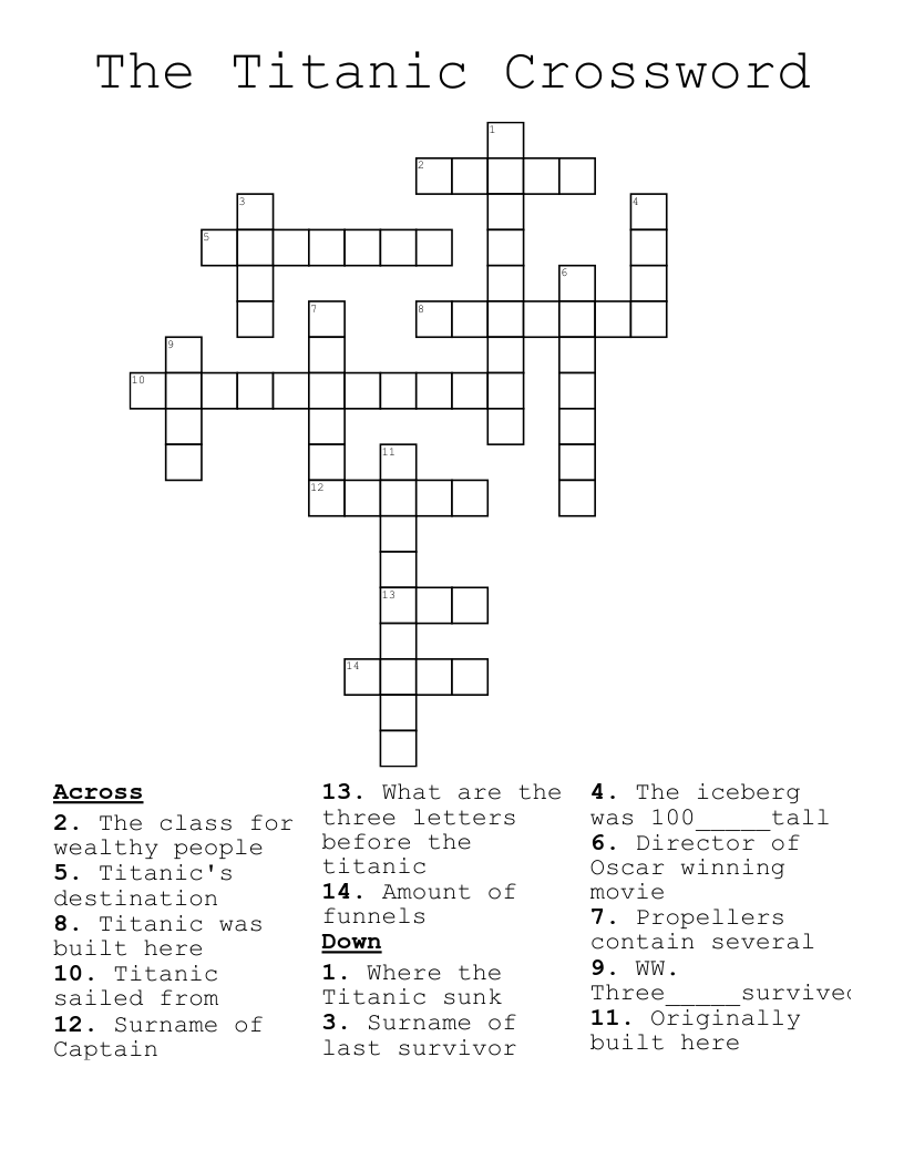 The Titanic Crossword