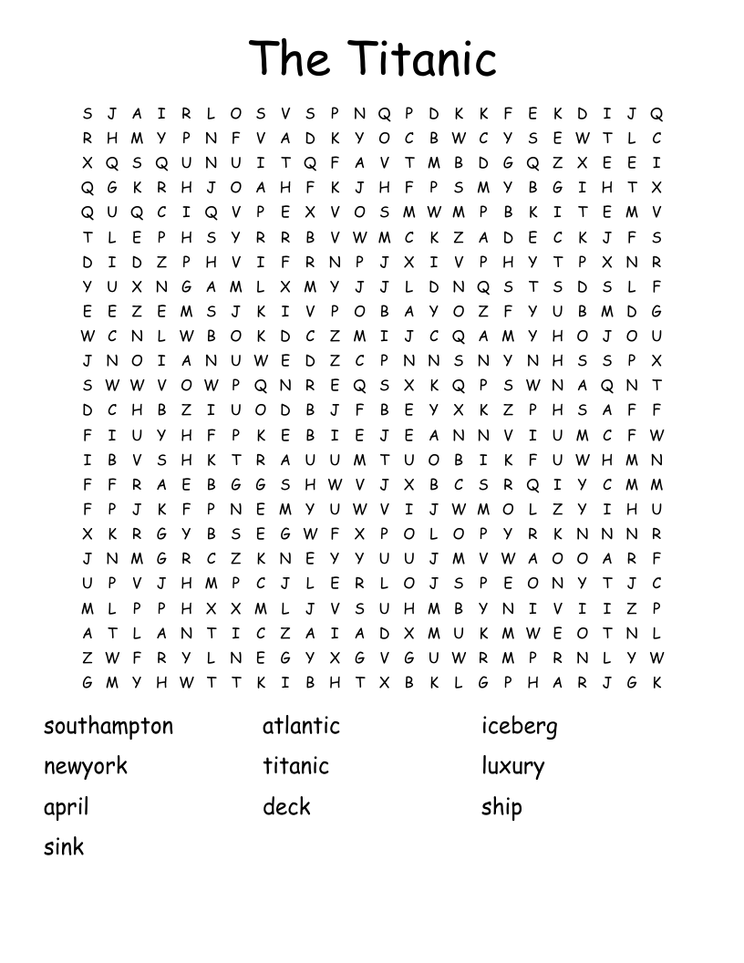 The Titanic  Word Search