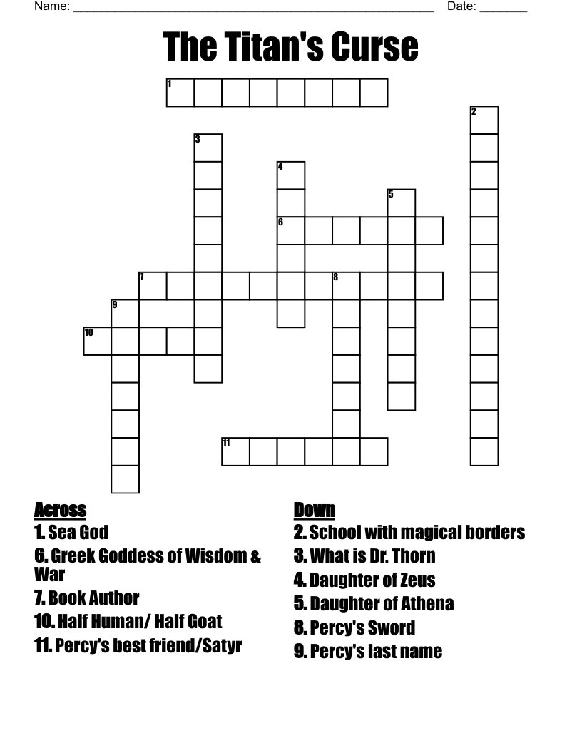 The Titan's Curse Crossword
