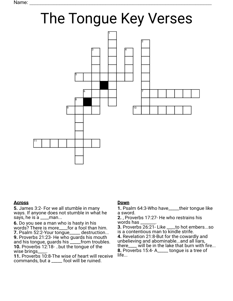 The Tongue Key Verses Crossword