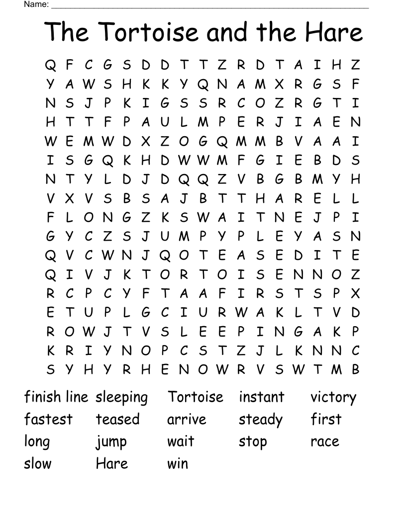 The Tortoise and the Hare Word Search