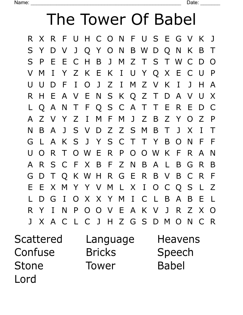 The Tower Of Babel Word Search