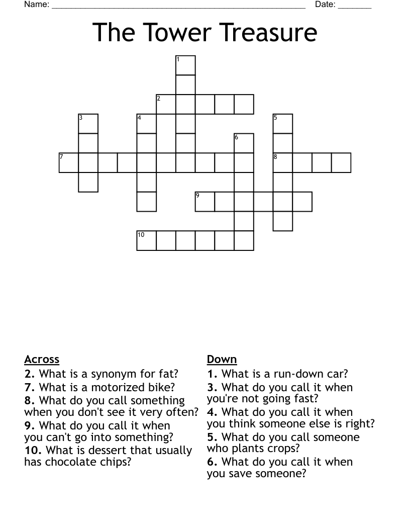 The Tower Treasure  Crossword