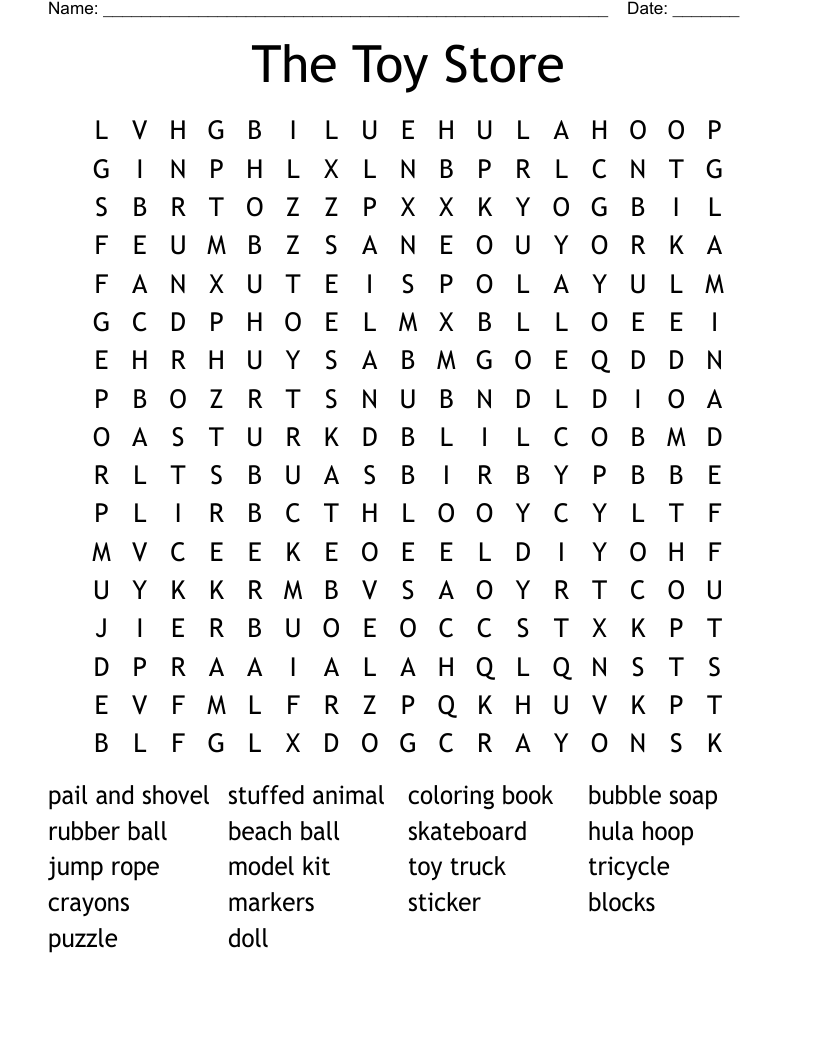 The Toy Store Word Search