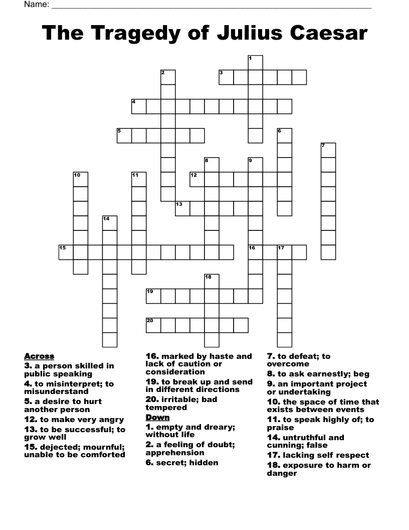 The Tragedy of Julius Caesar Crossword