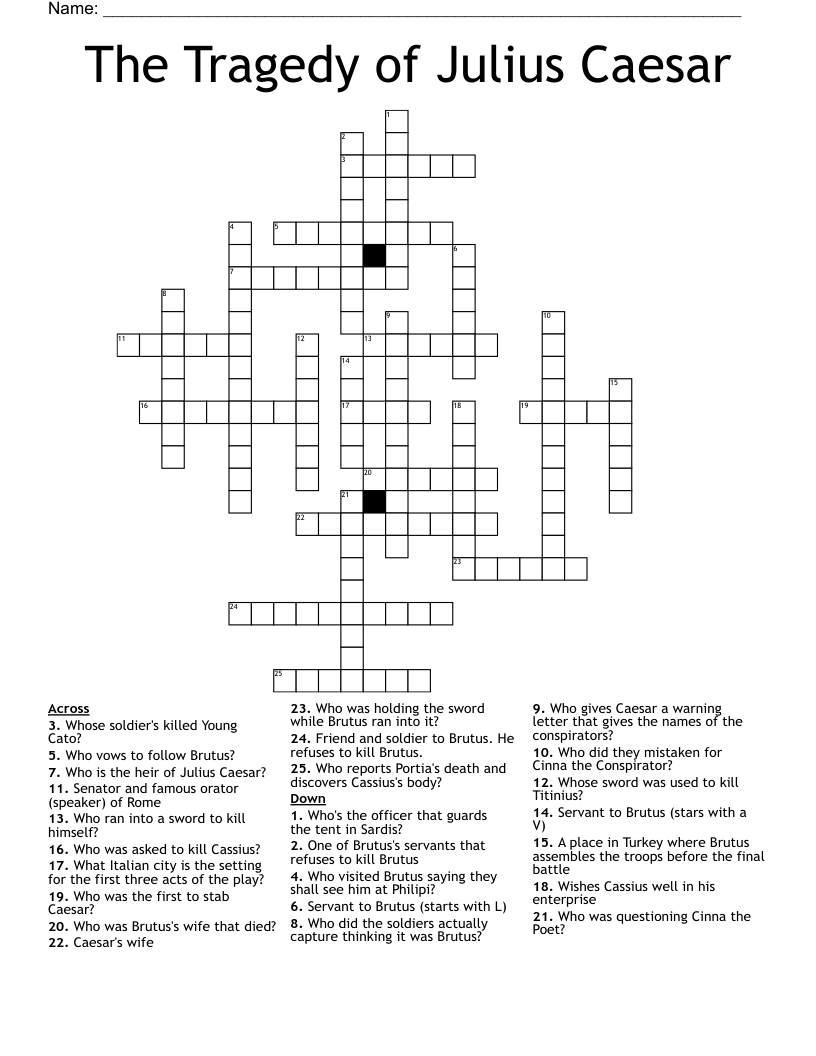 The Tragedy of Julius Caesar Crossword