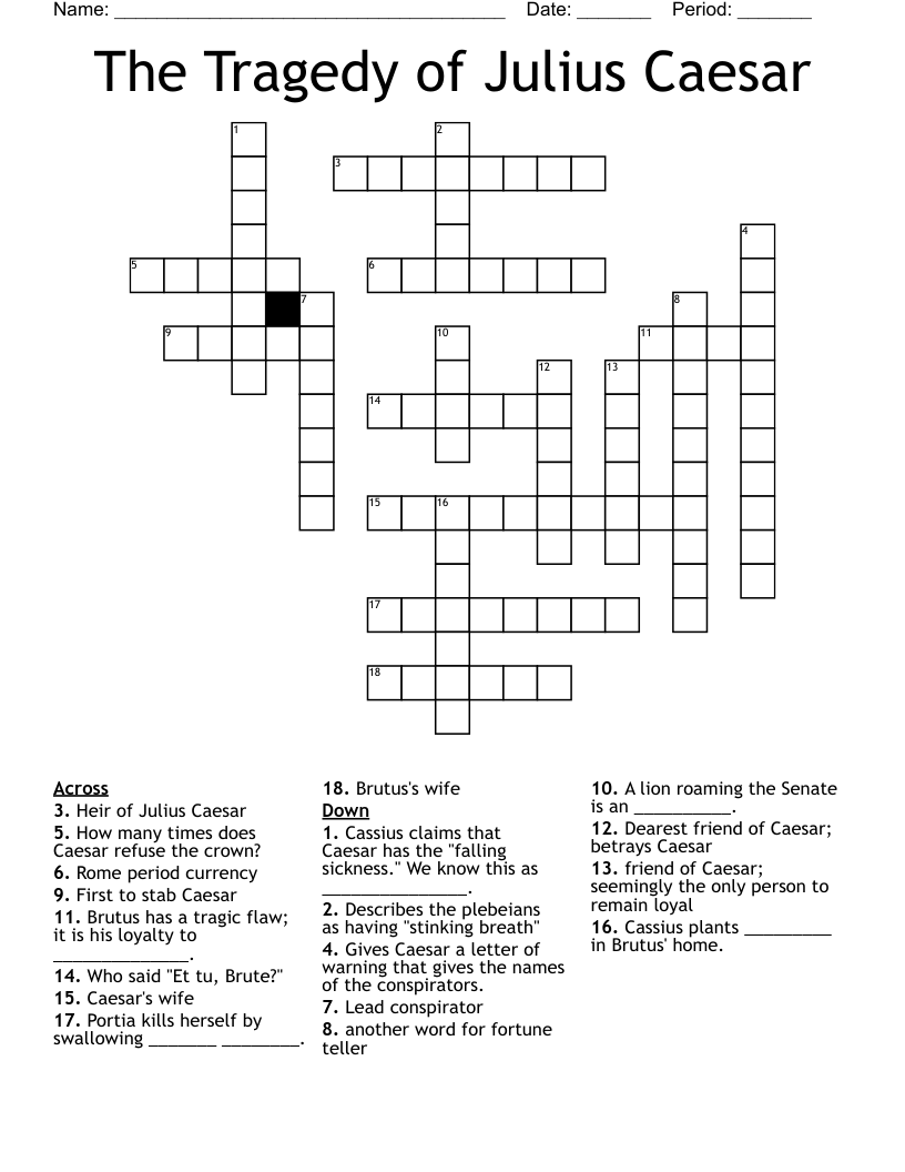 The Tragedy of Julius Caesar Crossword