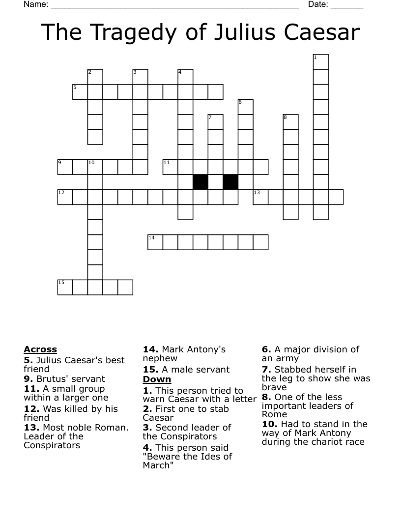 The Tragedy of Julius Caesar Crossword