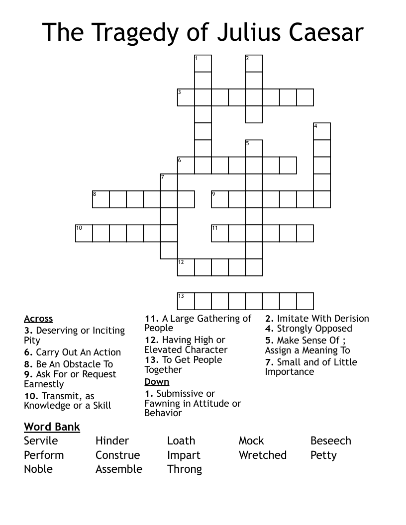 The Tragedy of Julius Caesar Crossword
