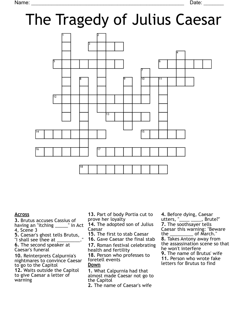 The Tragedy of Julius Caesar Crossword