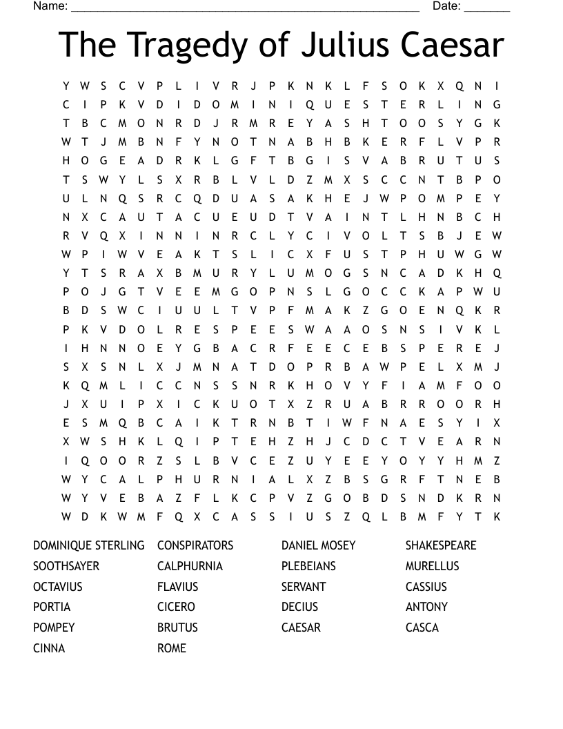 The Tragedy of Julius Caesar Word Search
