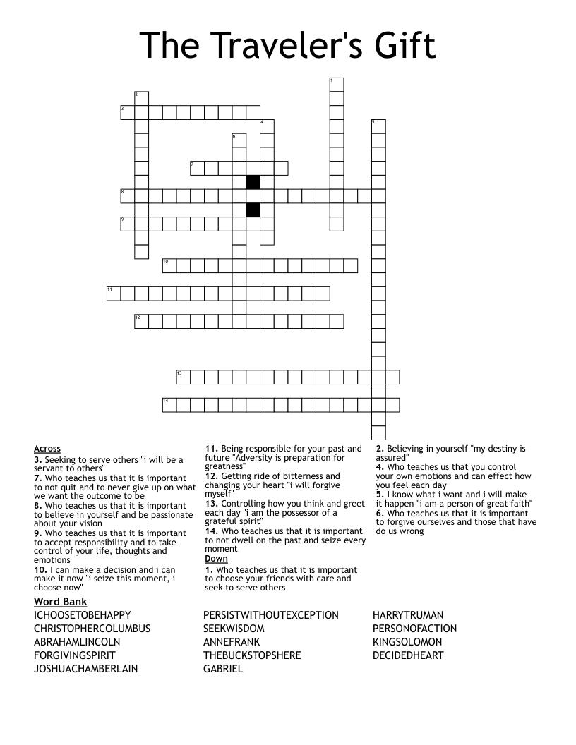 The Traveler's Gift Crossword