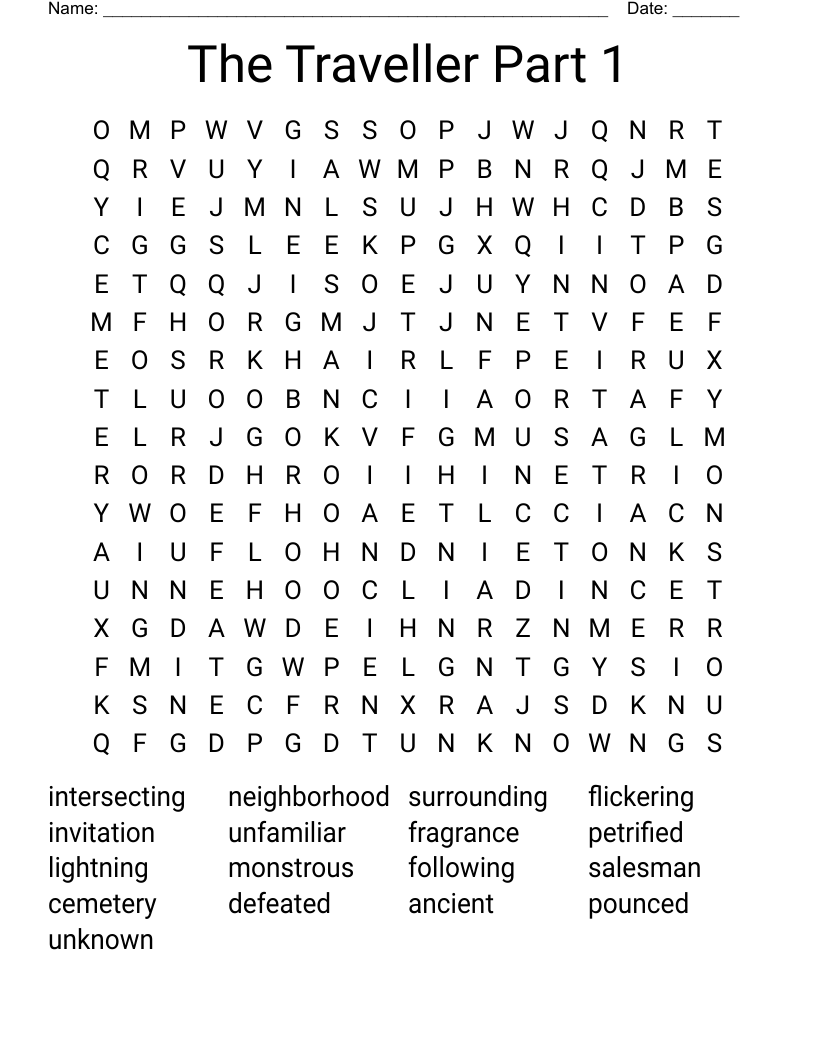 The Traveller Part 1 Word Search