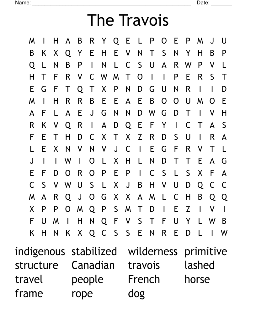The Travois Word Search