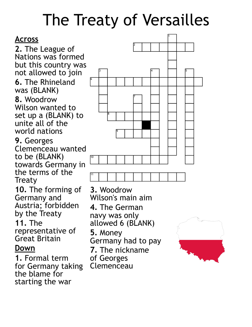 The Treaty of Versailles Crossword