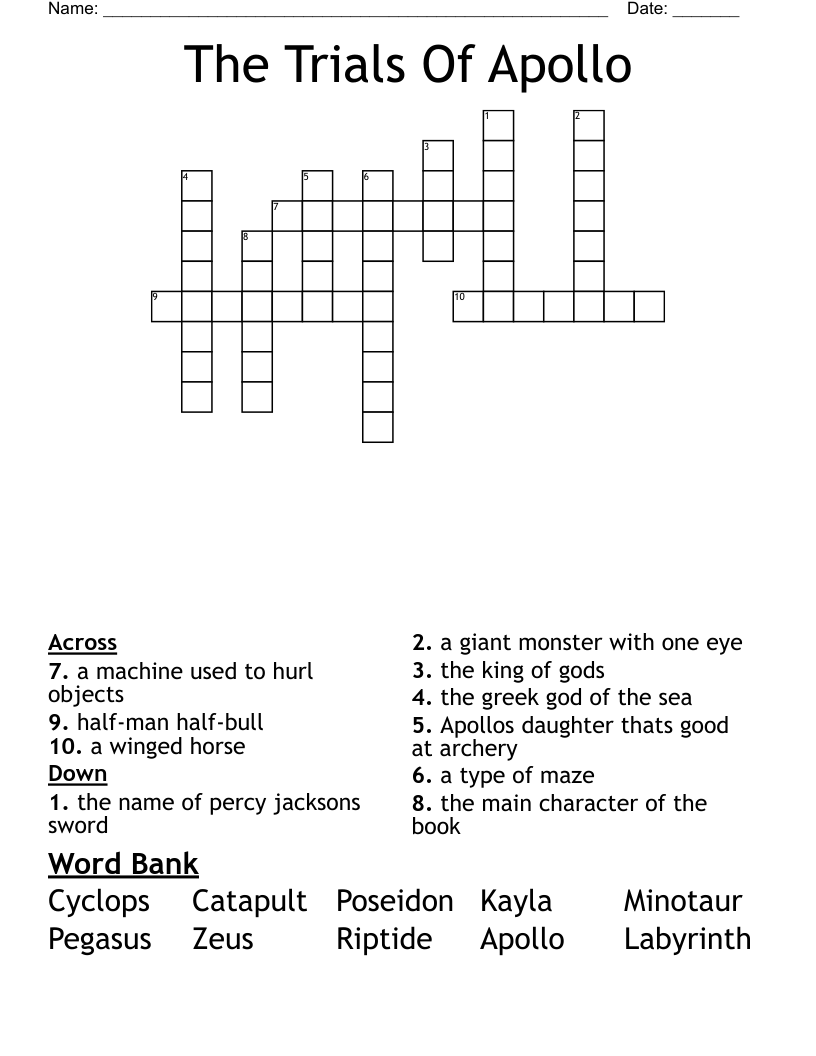 The Trials Of Apollo Crossword
