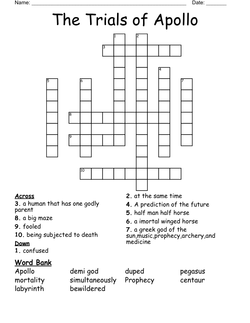 The Trials of Apollo Crossword