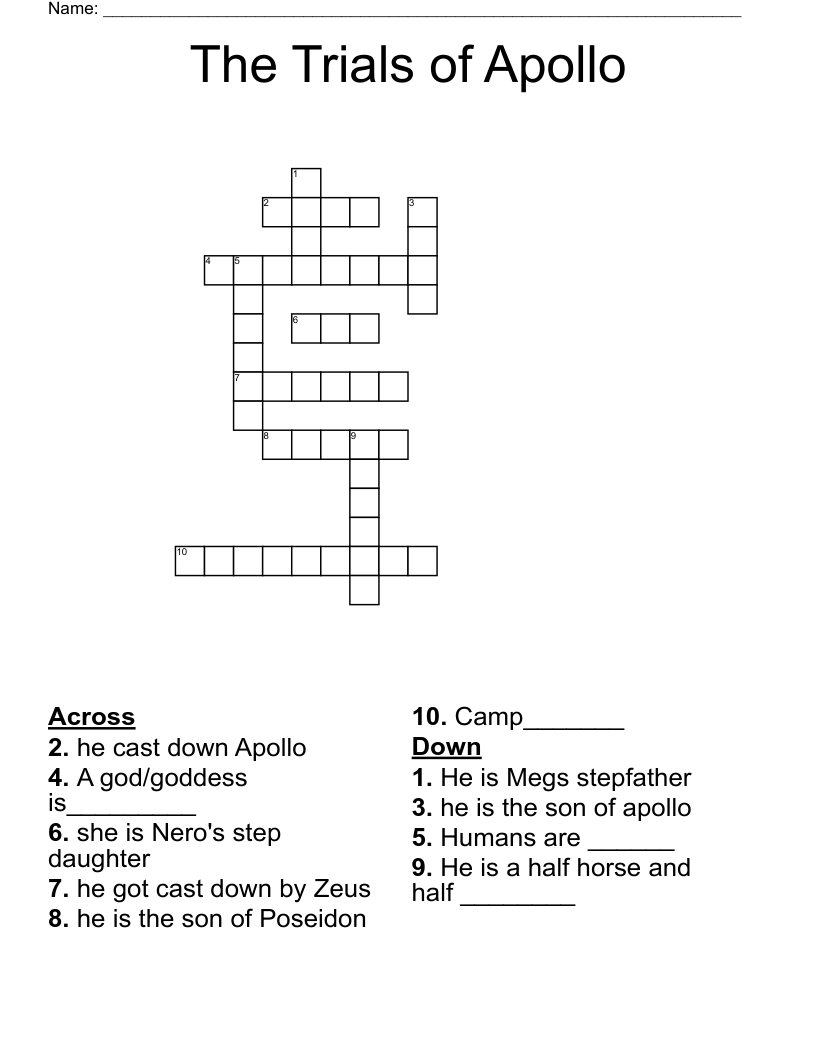 The Trials of Apollo Crossword