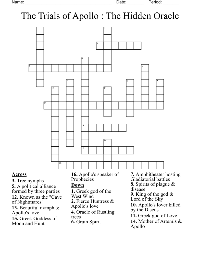 The Trials of Apollo : The Hidden Oracle Crossword