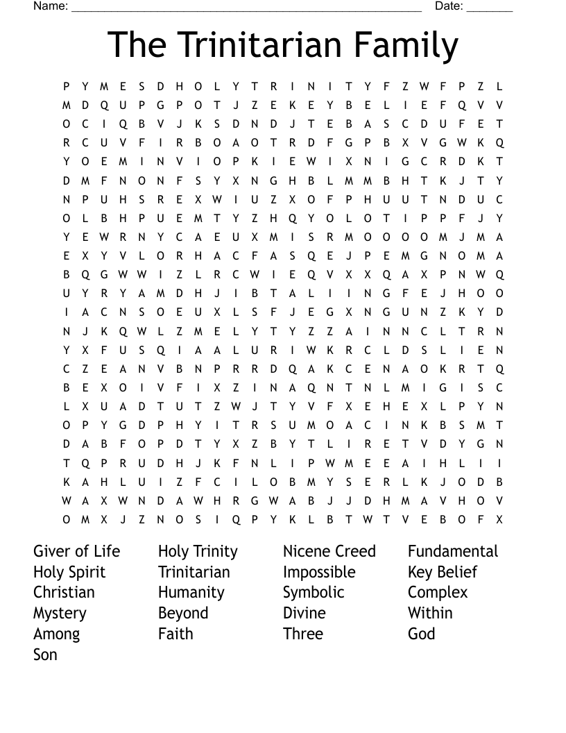 The Trinitarian Family Word Search