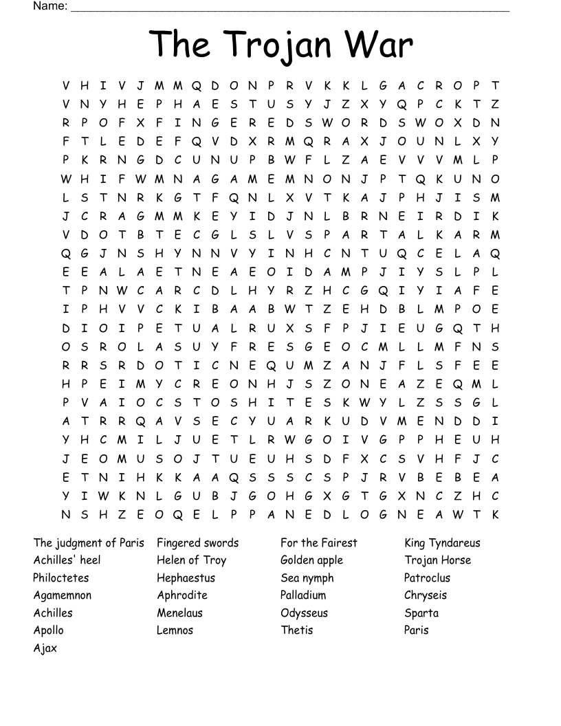 The Trojan War Word Search