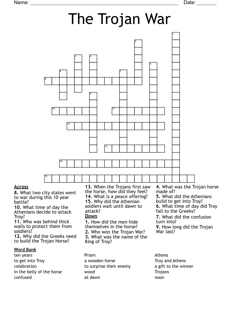 The Trojan War Crossword