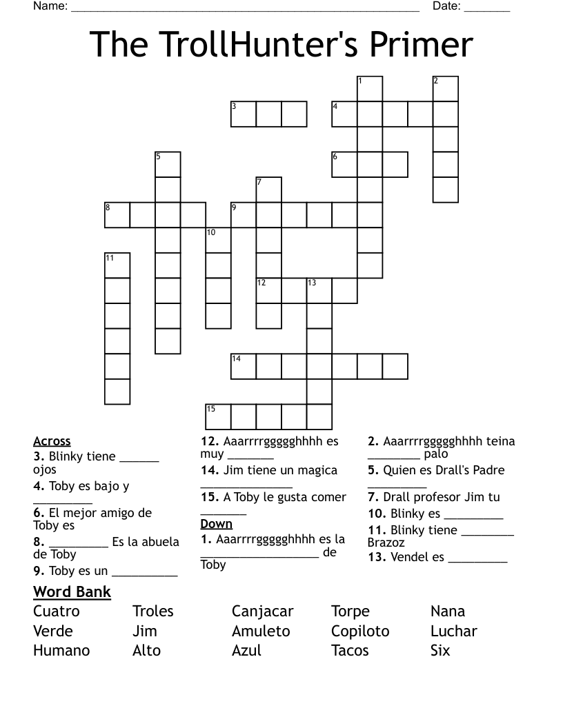 The TrollHunter's Primer Crossword