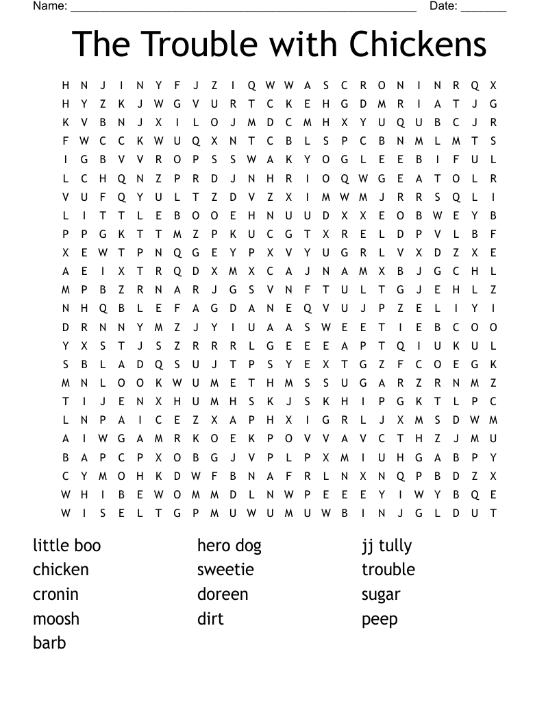 The Trouble with Chickens Word Search