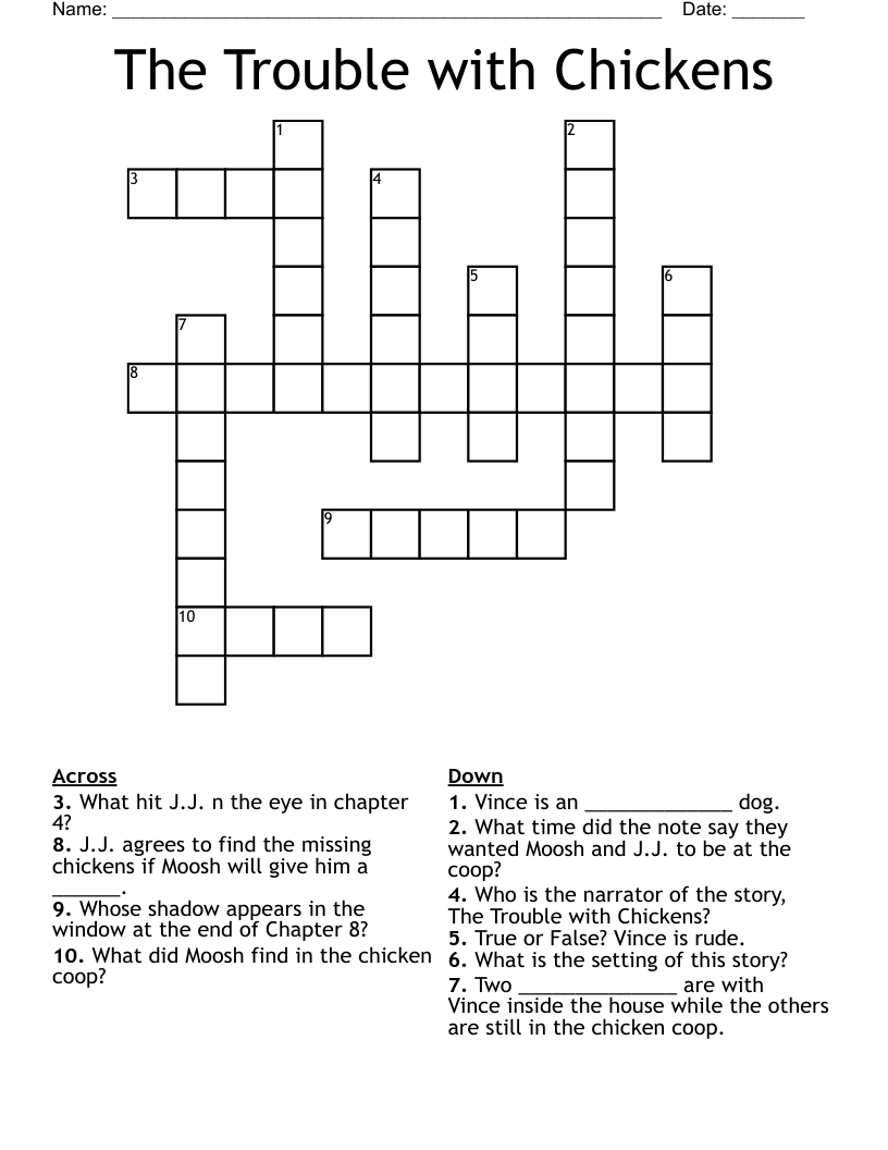 The Trouble with Chickens  Crossword