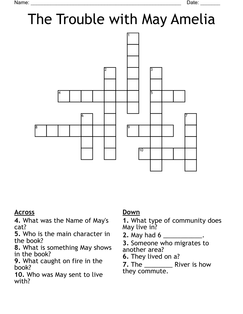 The Trouble with May Amelia  Crossword