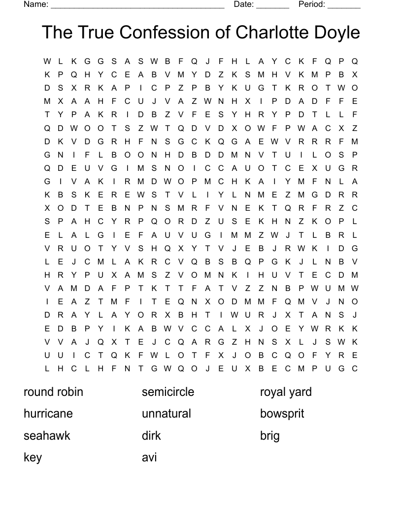 The True Confession of Charlotte Doyle Word Search