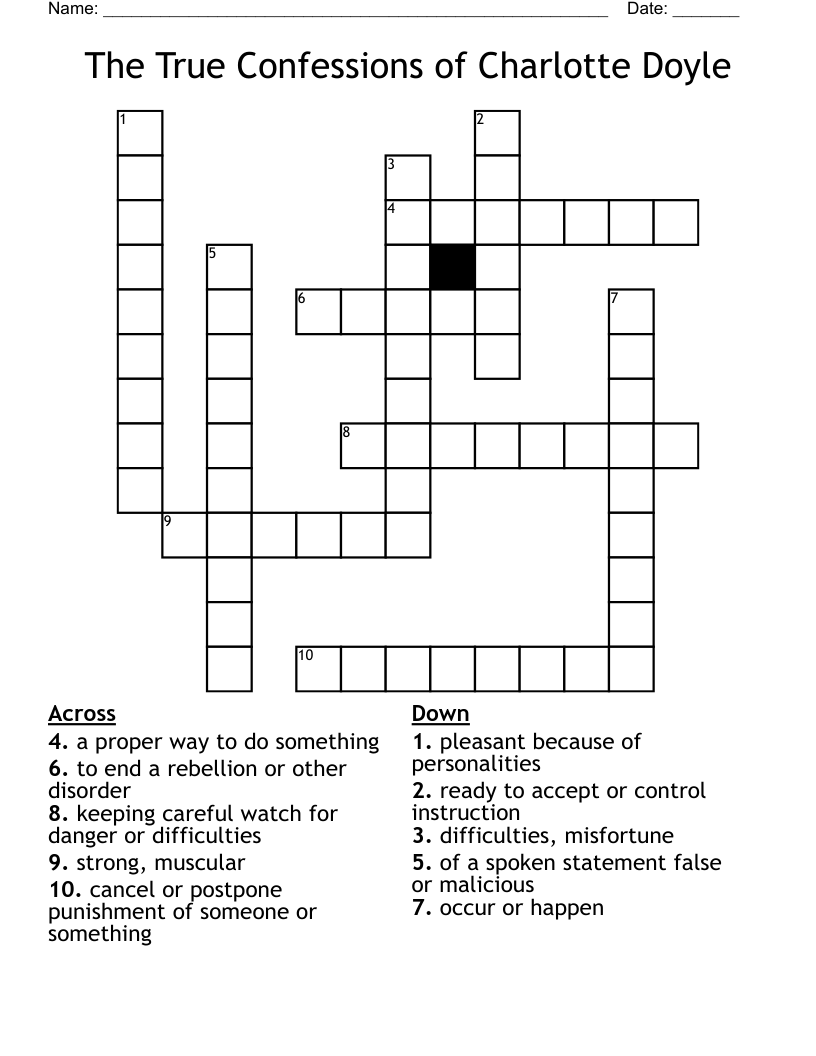 The True Confessions of Charlotte Doyle Crossword